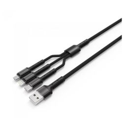 Кабел Ldnio LC93 3в1 USB A към MICRO+LIGHTNING+TYPE-C сив