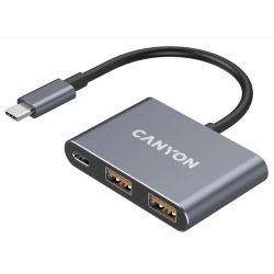 Разклонител HUB Canyon DS-3 3in1 USB-C Dark Grey