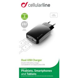 Зарядно устройство Cellular line 220V с 2 USB изхода 3А