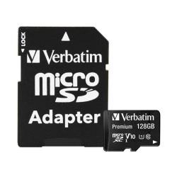 Карта памет Verbatim Micro SDHC 128GB CL 10 с адаптер