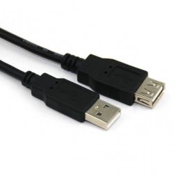 Кабел Vcom CU-202 USB 2.0 AM / AF Black - B -1.5m.