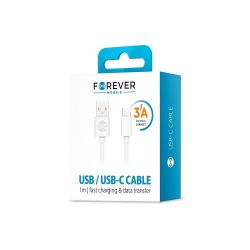 Кабел Forever Кабел данни USB- USB-C 3A, 1м бял