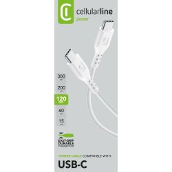 Кабел Cellular line Кабел данни USB C - USB C 1,2м бял