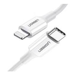 Кабел Ugreen US171 USB C/Lightining MFI, 2m, бял
