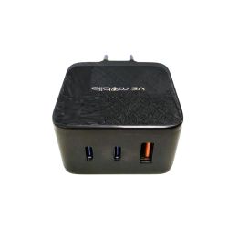 Зарядно устройство VS Mobile 100-240V USB-A 3.0+2xUSB Type-C 3.0 65W PD TC65WAC