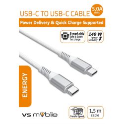 Кабел VS Mobile USB-C към USB-C 5A 140W W5A140WPDWH