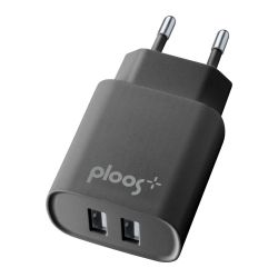Зарядно устройство Ploos PL 220V, 2 USB, 2A черно