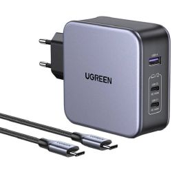 Зарядно устройство Ugreen CD289 220V 3xUSB-C,1xUSB, 140W, черно